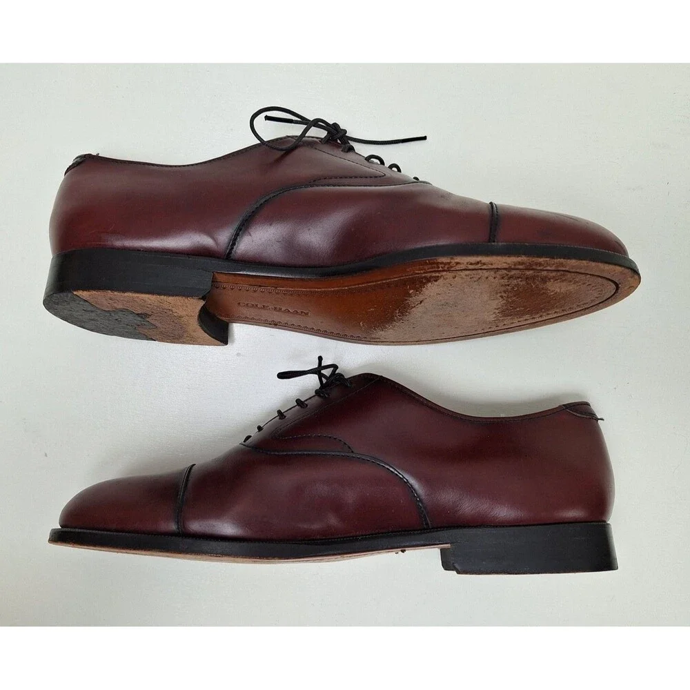 Men’s Cole Haan Burgundy Oxford Cap Toe Dress Shoes-USA Made-Size 10.5D